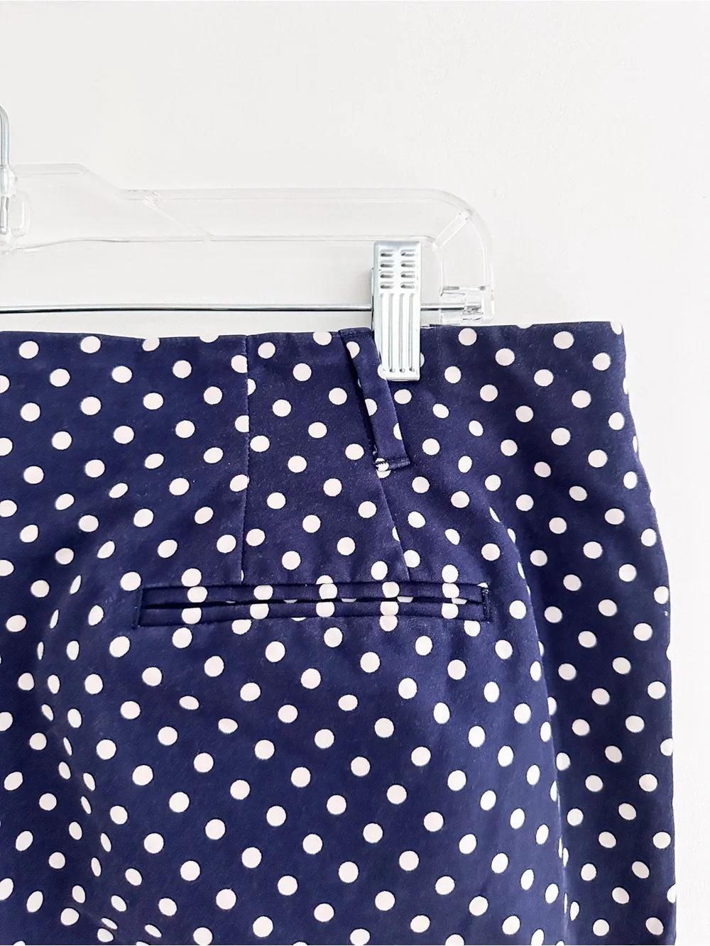 Boden Polka Dot Ankle Pants Navy White Flat Front Coastal Classic Size US 12R